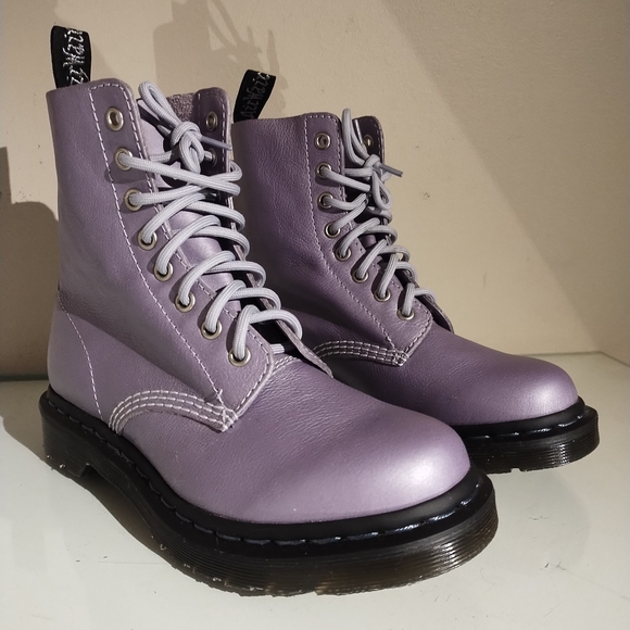Dr. Martens Shoes - Dr. Martens 1460 Pascal Lavender Metallic Virginia Diva Boots